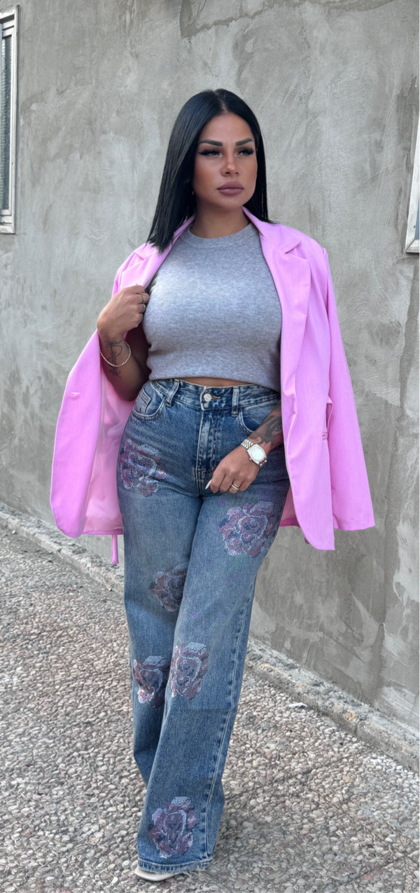 Jeans Fiori Strass